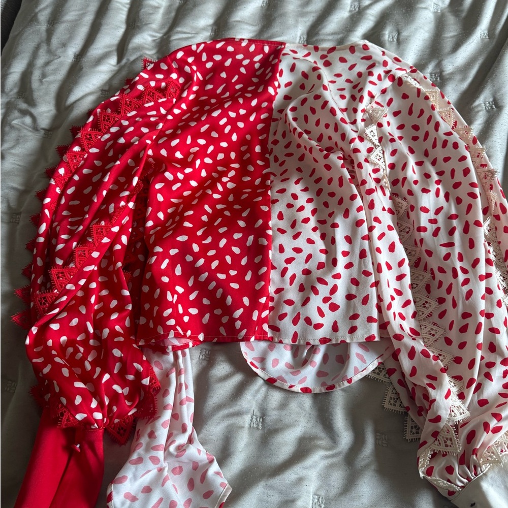 Authentic Self Portrait Satin Split Printed Polka… - image 2